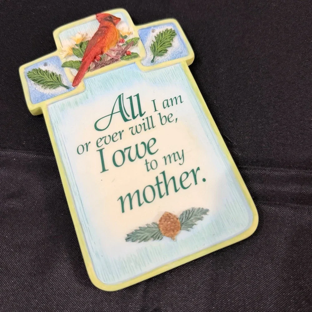 Enesco Signs of the Times 2002 Cardinal Mother Resin Wall Plaque